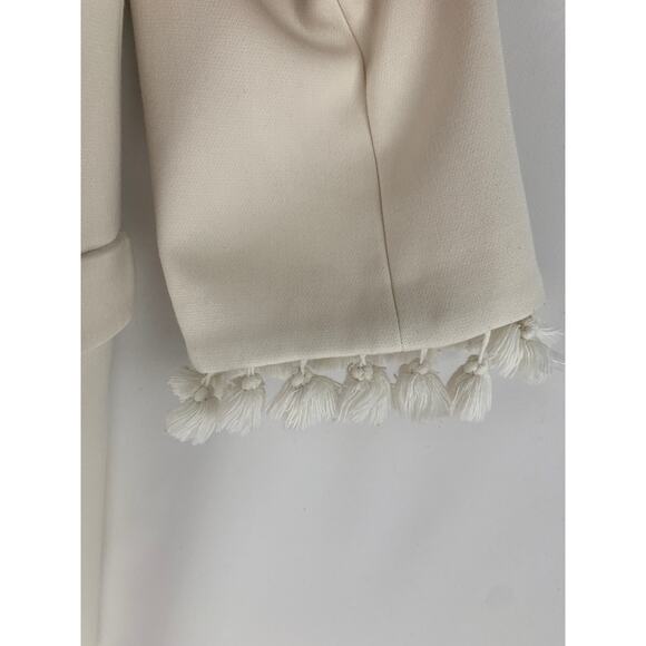 Zara Woman Jacket Coat Size Small Tassel Cuffs New Off White Blazer New Flawed - Picture 9 of 12